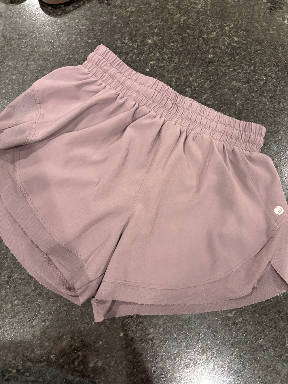 High-Rise Mauve Athletic Shorts with Elastic Waist